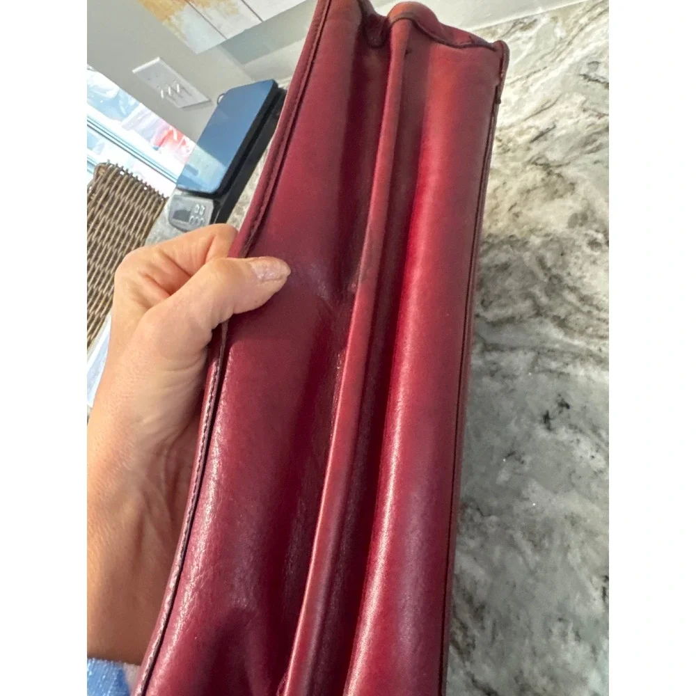 VTG Burgundy Leather Briefcase Jack Georges Originals with removable‎ strap